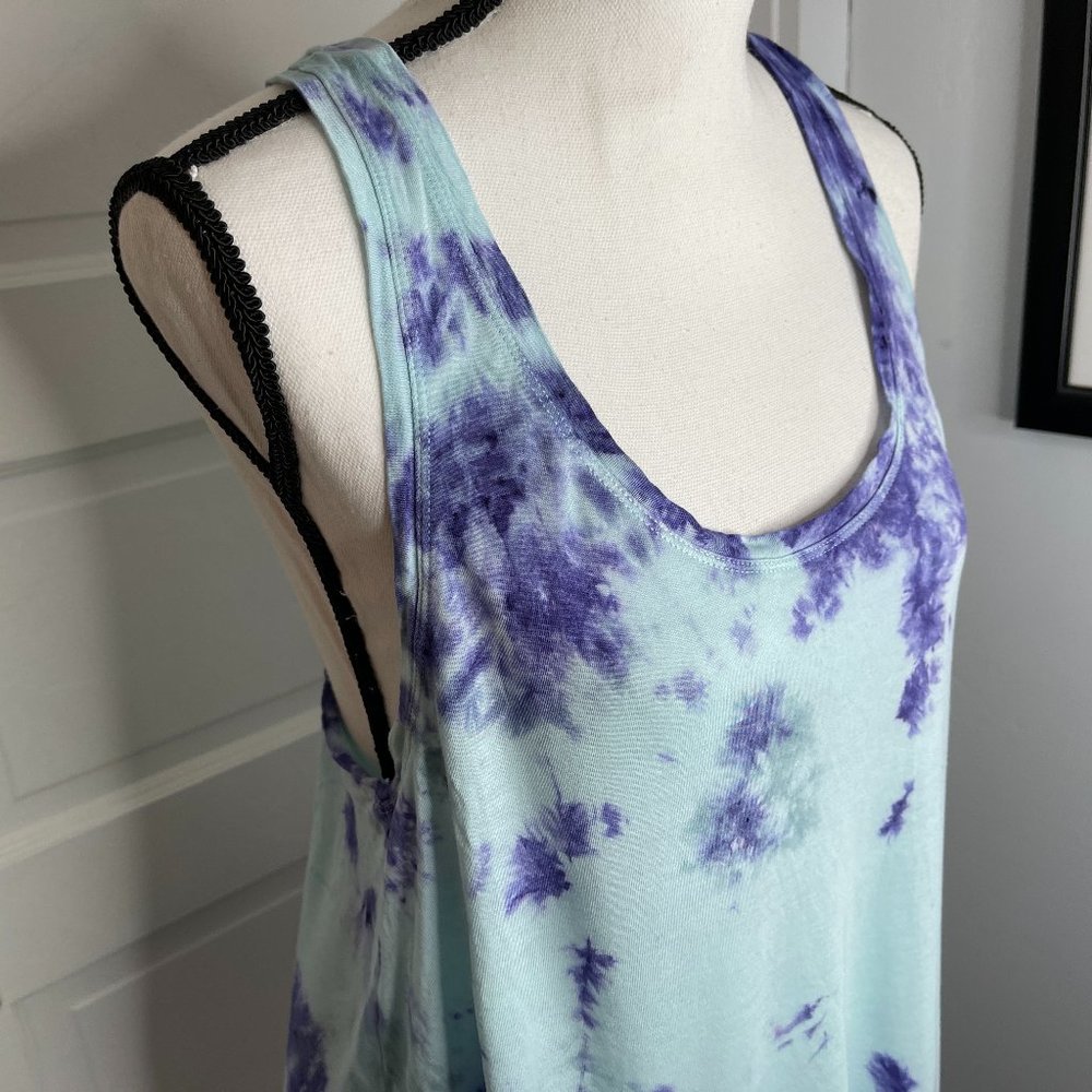 Aritzia Talula Racerback Tank Top - Light Blue - Hand Tie Dyed - Size L